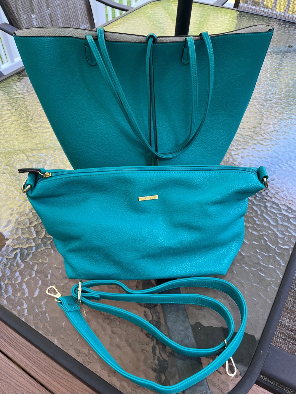 remi and reid shoulder tote with matching security pouch/crossbody purse